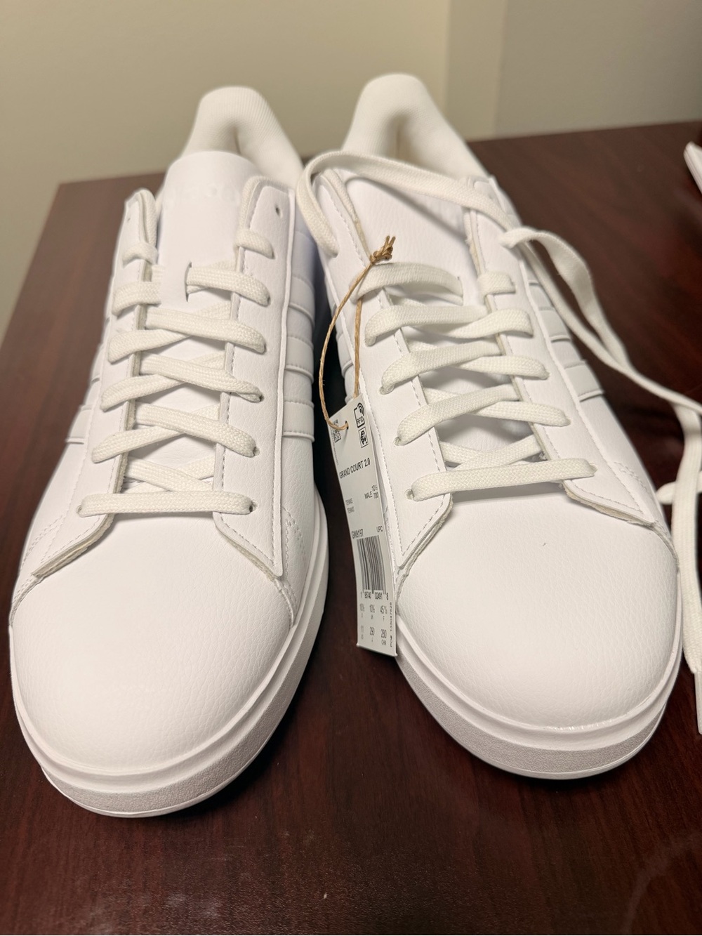 adidas Men’s White Low-Top Leather Sneakers - Picture 3 of 7